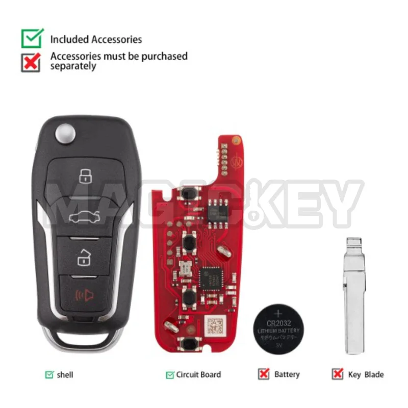 Xhorse for Ford 2nd Generation Wire Remote Key 4 Buttons XKFO21EN Global Version