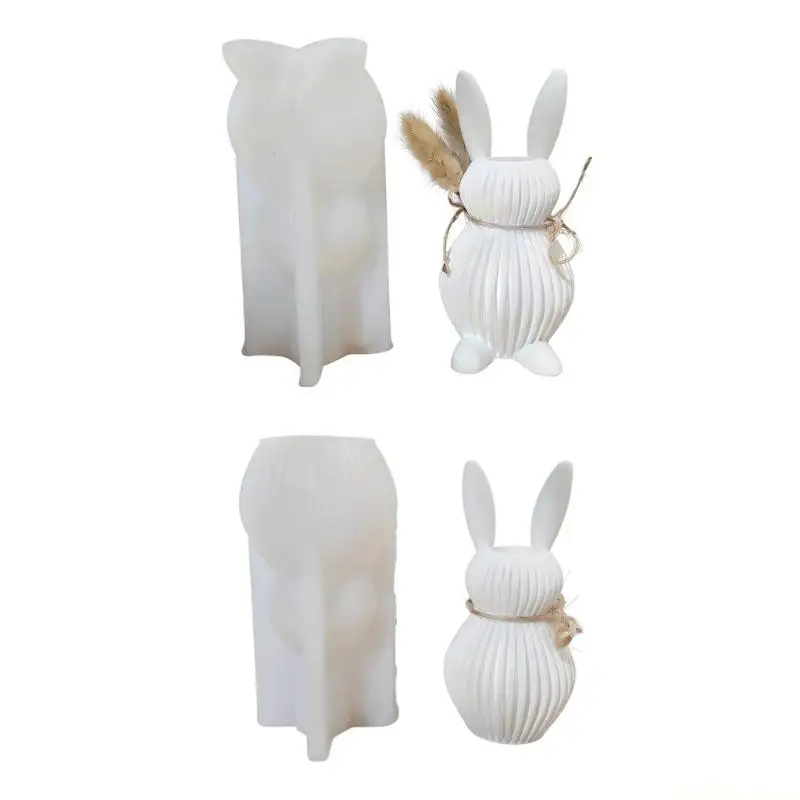 

D46E Форма кролика из силиконовой смолы, легкая очистка, дизайн, формы для ваз для цветочных горшков