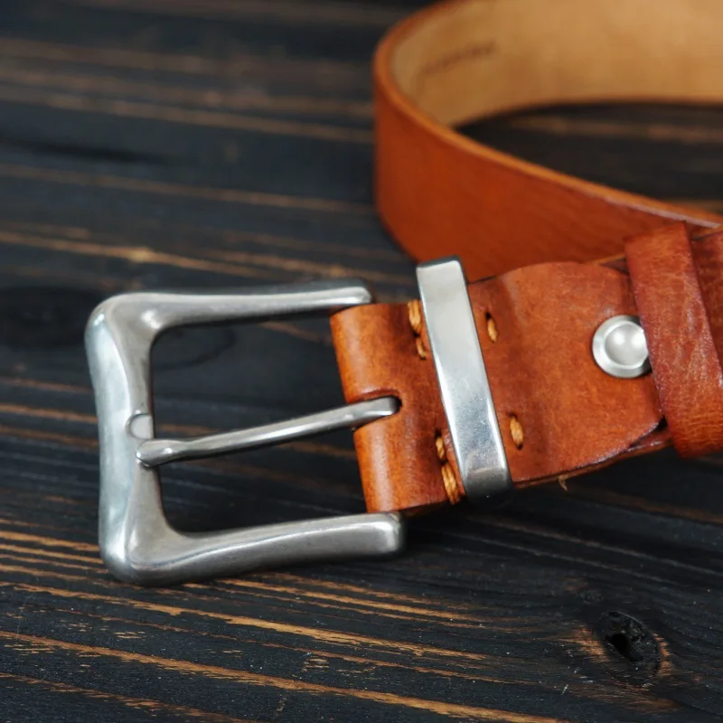 

3.8 Stainless Steel Buckle Genuine Leather Men's American Retro Belts Man Versatile Casual Top Layer Pure Cowhide Belt