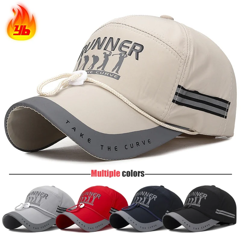 Summer With Windproof Rope Extended Brim Adjustable Baseball Cap Fishing Hat Trucker Caps Dad Hats