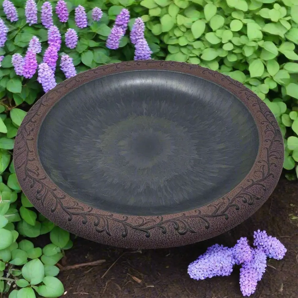 Bird Bath Bowl Only - 19 Wine Colored Clay, Lightweight 3.7lbs