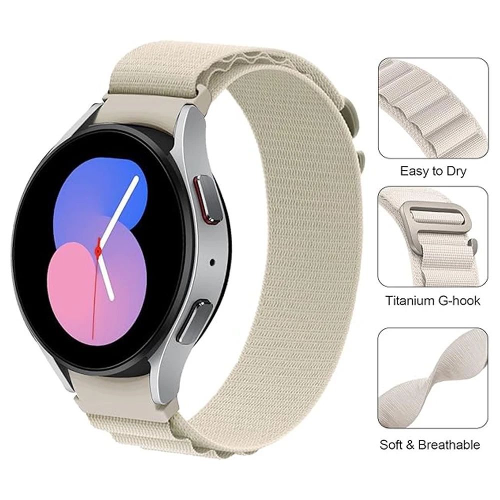 Ремешок нейлоновый для Samsung Galaxy watch 4/5/6/7/Pro/classic, браслет без зазора, петля альпийская петля 44 мм 40 мм, браслет для Galaxy watch 7