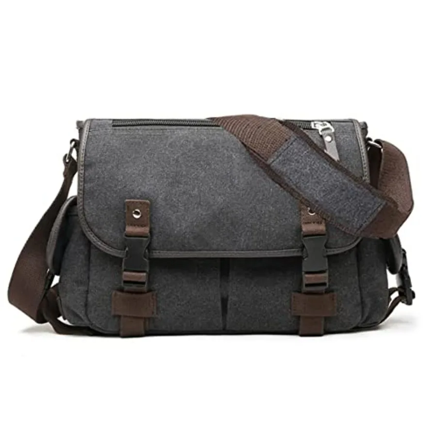 

Upgraded] Vintage Canvas Messenger Bag 13 15.6 Book Laptop Shoulder Bag Women Men New