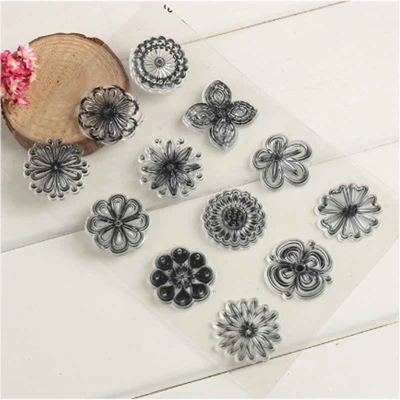 CLEAR STAMPSy z różnymi wzorami Album na karty do scrapbookingu Papierowy wałek gumowy Przezroczysty silikonowy stempel