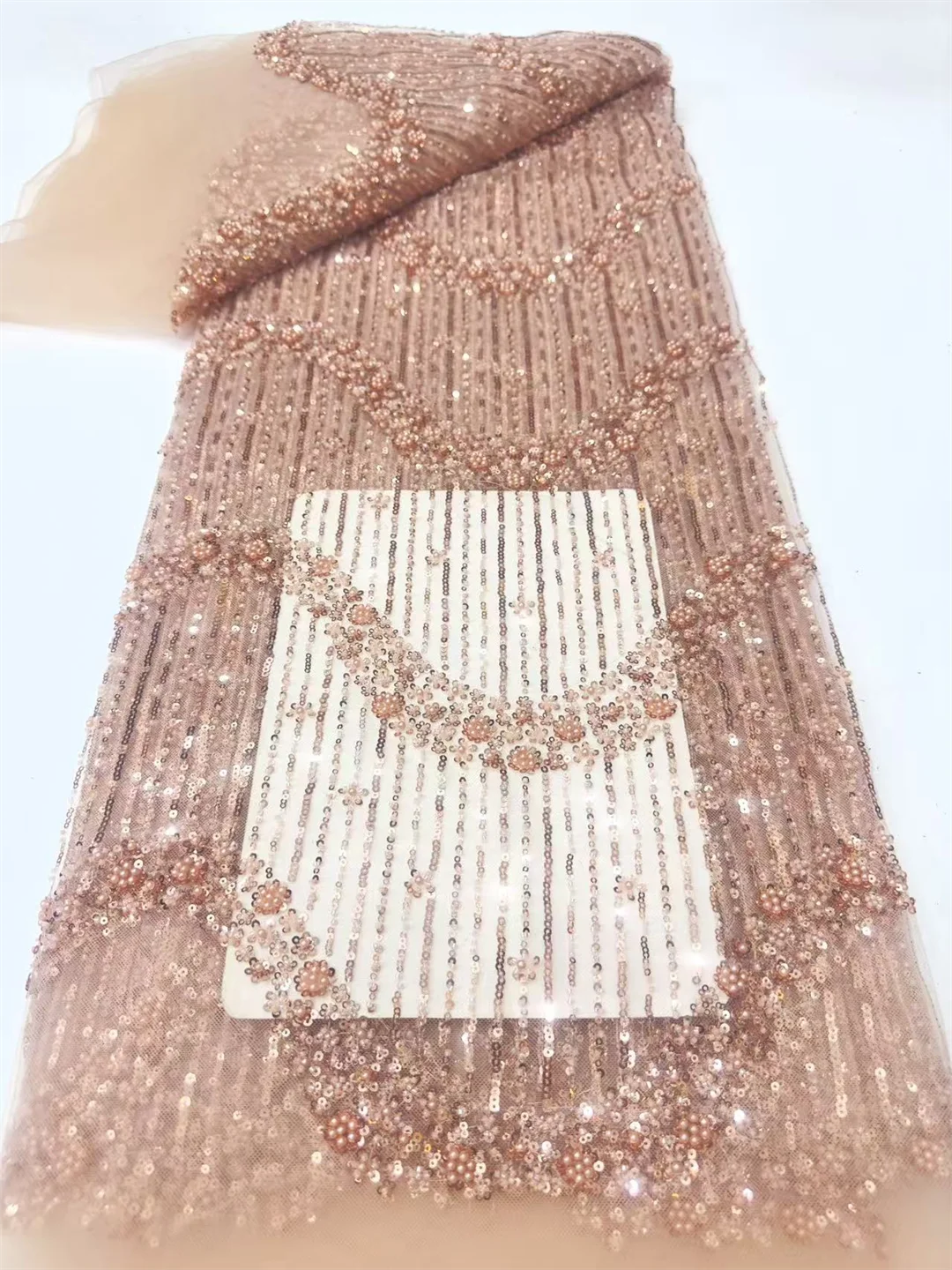 

High Quality Luxury African Sequins Beaded Lace Fabric New Groom Nigerian Wedding Bridal Embroidery French Tulle Materials