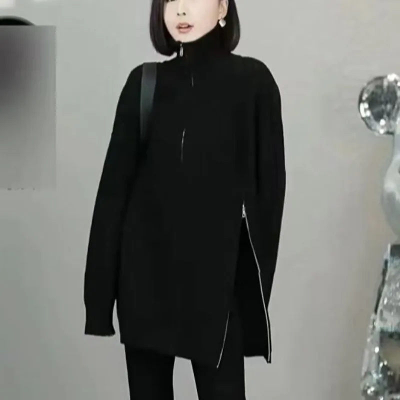 Nuove maglieria a maniche lunghe maglione lavorato a maglia pullover da donna dolcevita nero maglione lavorato a maglia pullover donna top abbigliamento donna Q2031