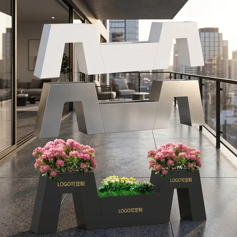 Galvanized Steel Flower Pot Powder Coated Metal Planter for Garden Balcony Patio Use
