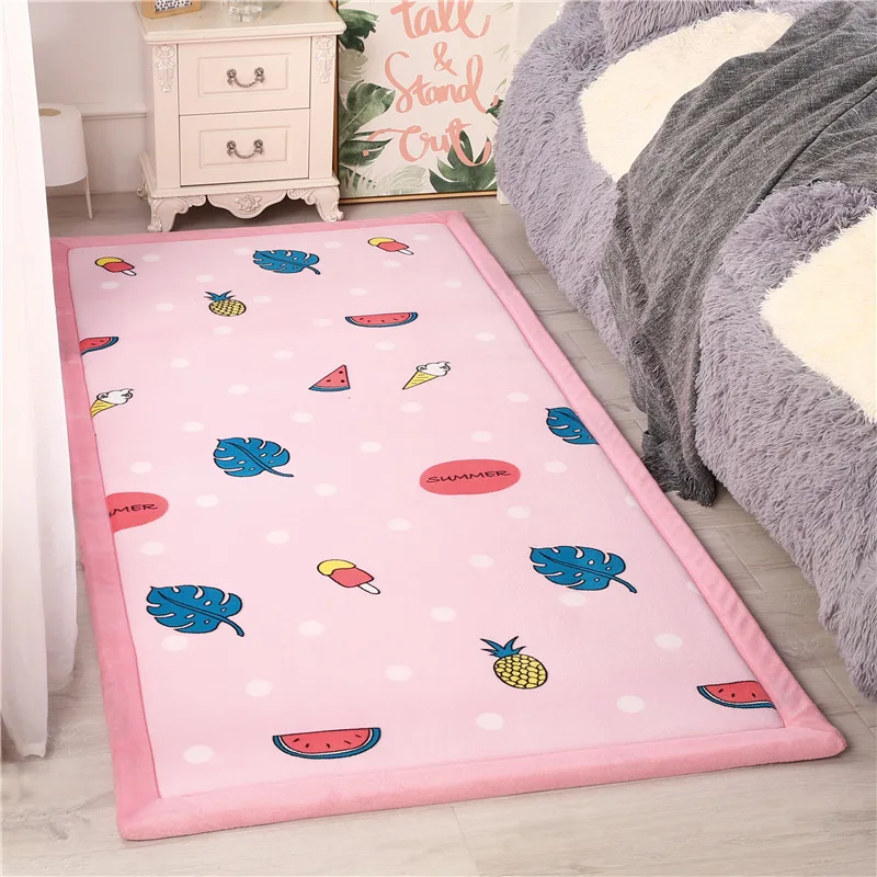 

Thick Coral Velvet Floor Mat Kids Room,Play Carpets for Living Room,Bedroom,Bedside,Baby Crawl Area Rug,Japanese Tatami,Soft,2cm