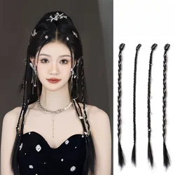 Y2k Synthetic Braids Hair with Clip Sweet Hair Extensions Accessories Pearl Butterfly Rings Dreadlocks Hip-hop Hair Ropes Tinsel