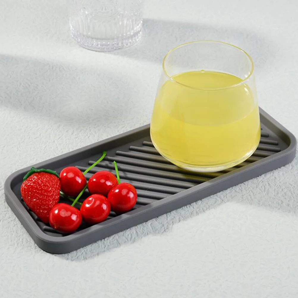 

2pcs Silicone Dish Drying Mat Rectangle Countertop Tray For Kitchen Bathroom Desktop Storage Jewelry Organizer Soap Plate