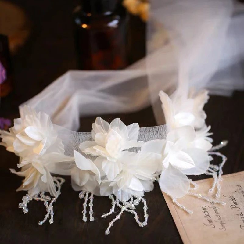 Fil blanc fleurs femmes mascarade masque cristal gland Sexy Mardi Gras vénitien carnaval bal bal fête visage accessoire rencontres