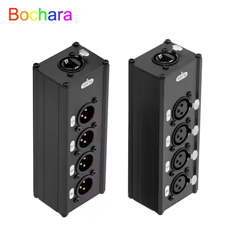 Bochara 4Channel 3Pin XLR Audio DMX Over Network to RJ45 Cable Extender for Stage Sound Lighting and Recording Studio