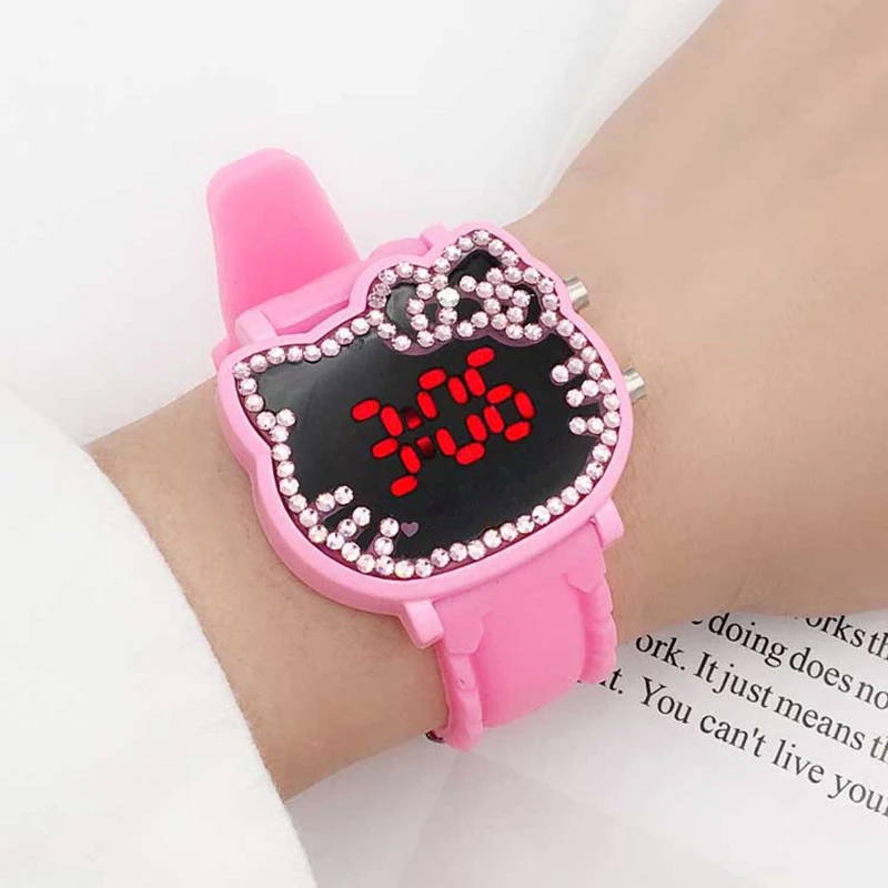 UTHAI CQ133 Children Kids Students LED Digital Diamond Cartoon Cute Girl Junior High School Electronic Watch