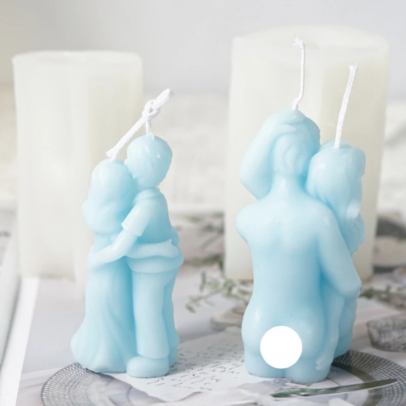 Embrace Boy and Girl Silicone Candle Mold DIY Human Body Soap Resin Plaster Mould Ice Chocolate Making Set Home Decor Lover Gift