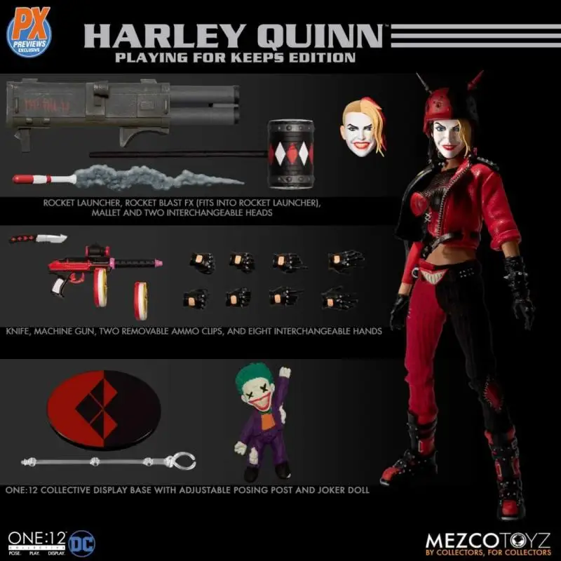 Spot SaleOriginal Mezco ONE:12 Harley Quinn PX Anime Action Collection Figures Model Toys Gifts for Kids view 5