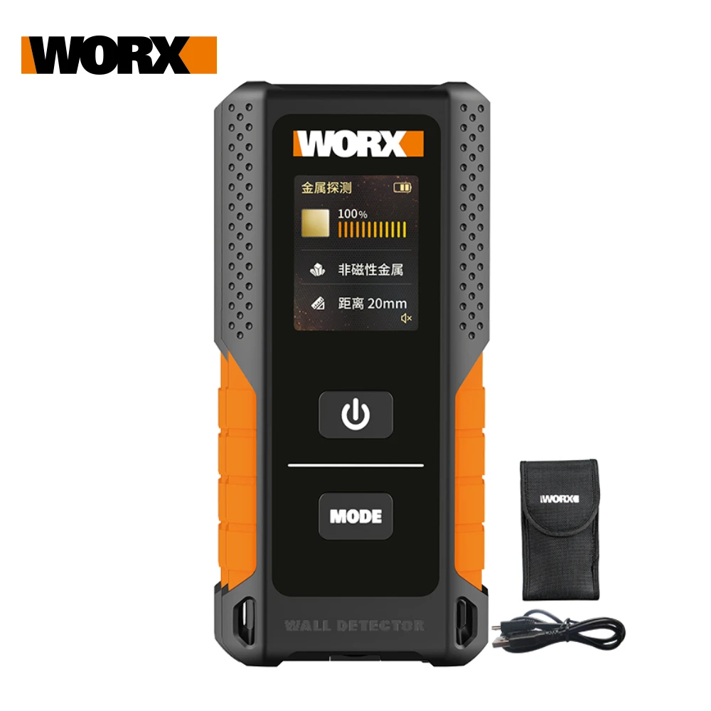 Worx Stud Finder WX086 3in1 Multifunctional Detector Wall Metal Wood Cable Detector Digital Color Display USB Voice Broadcast