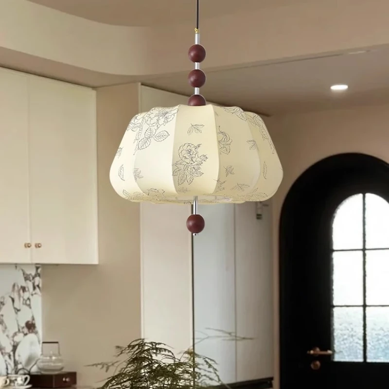 

French medieval style bedroom master light retro restaurant bar Wabi Sabi style homestay designer fabric pendant light