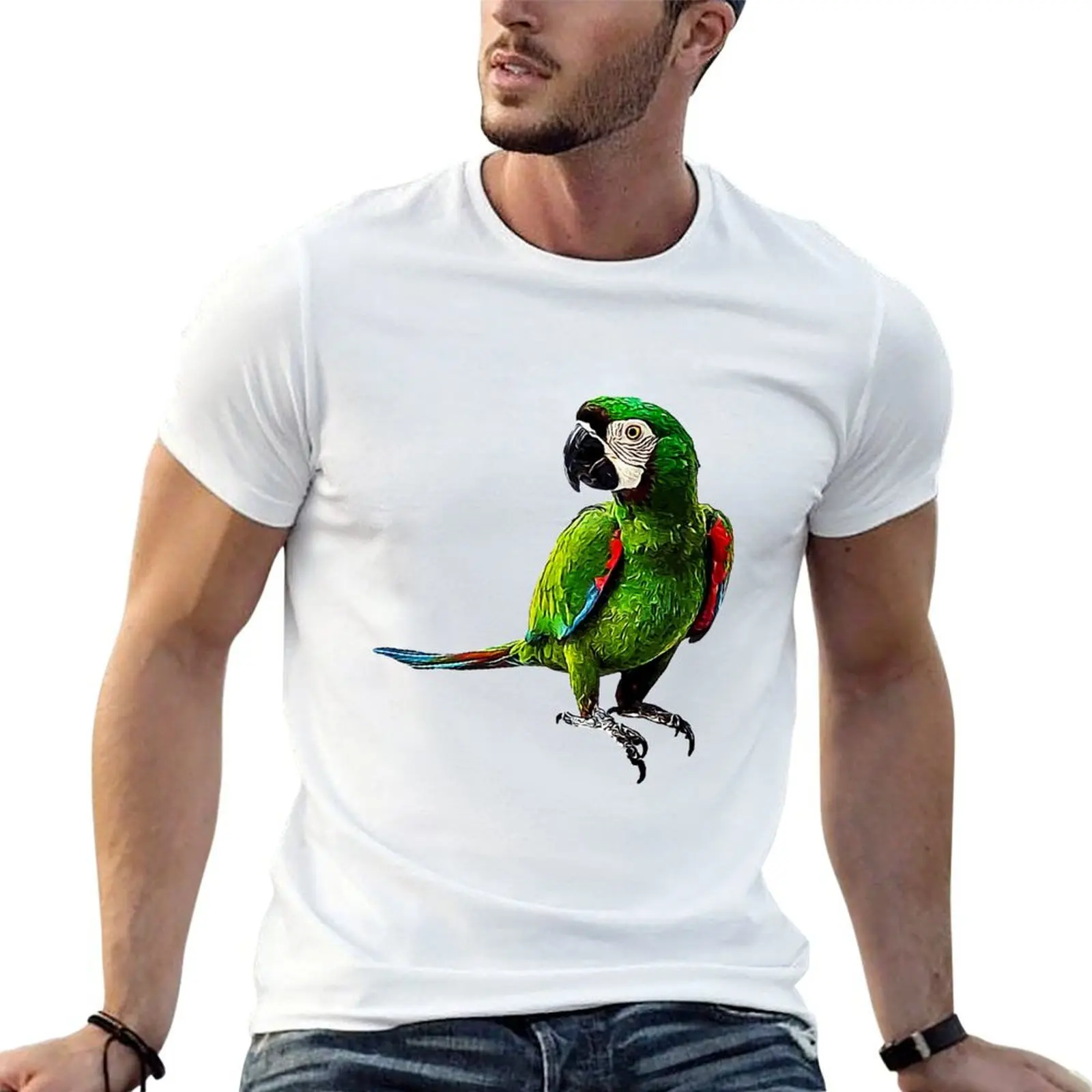 Severe Macaw - Beautiful Chestnut Fronted Macaw Parrot T-Shirt topping oversized men workout shirt