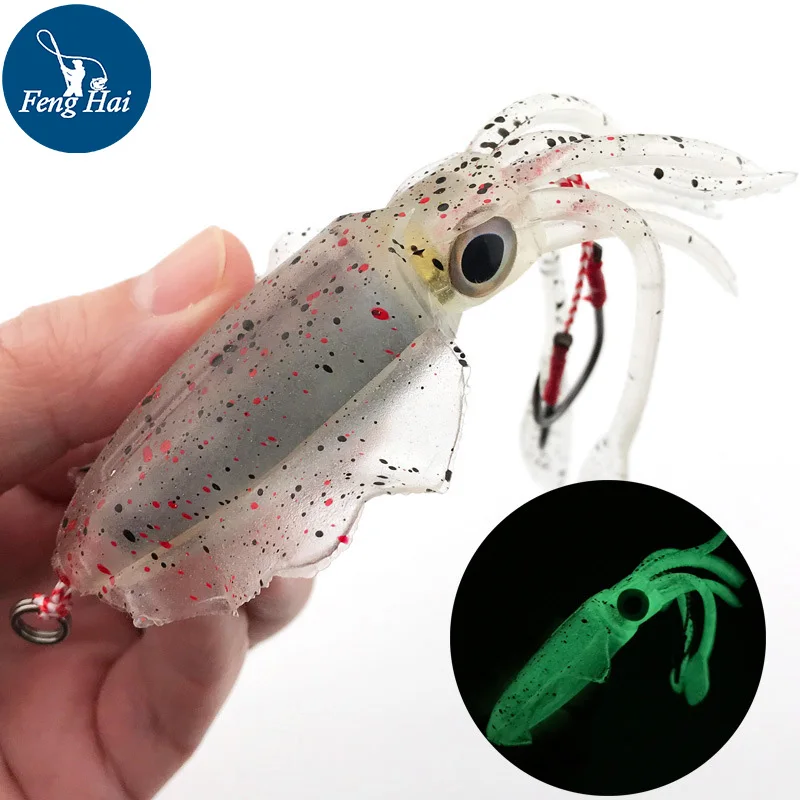 

Higher Quality Soft BaitUV Luminous Squid Trolling Squid Hook 60g Octopus Bionic Bait 3D Natural Eye LURES FISHING Accessories