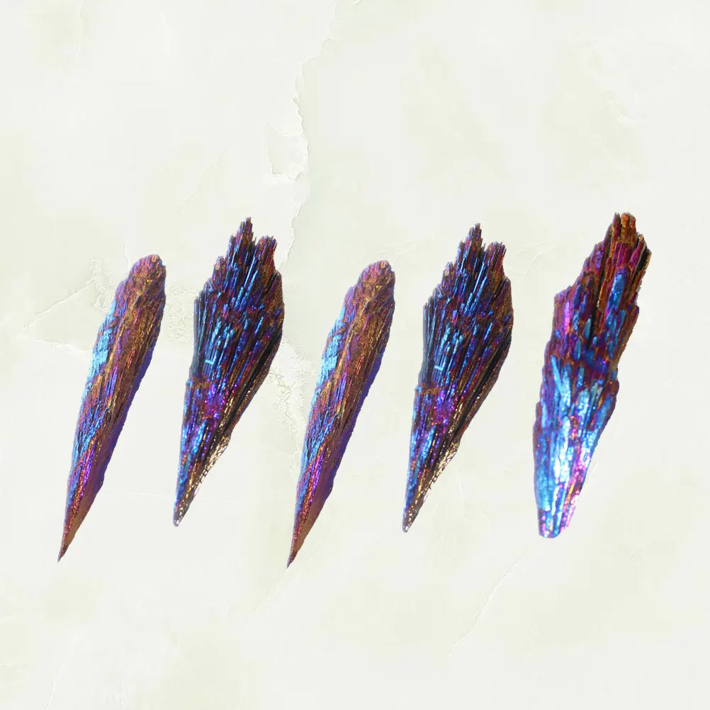 

5Pcs Natural Black Tourmaline Stone Crystal Decor Electroplated Finish Desktop Ornament for Home Office Feng Shui