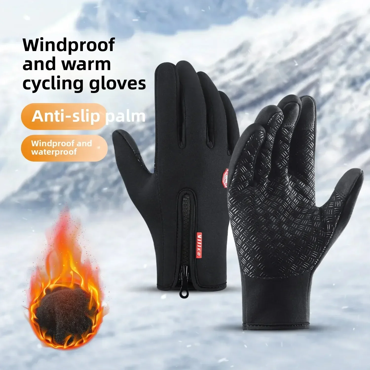NEW Autumn Winter Warm Cycling Gloves Thermal Outdoor Sport Running Bicycle Ski Gloves for Camping Hiking Motorcycle Gloves Men