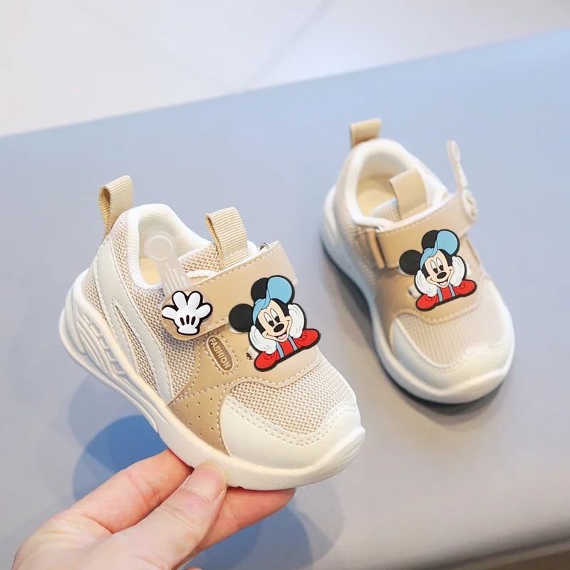 

Детские зимние кроссовки с Микки Маусом, повседневные кроссовки на липучке для мальчиков и девочек, нескользящая обувь для малышей, весна-осень с рисунком Диснея