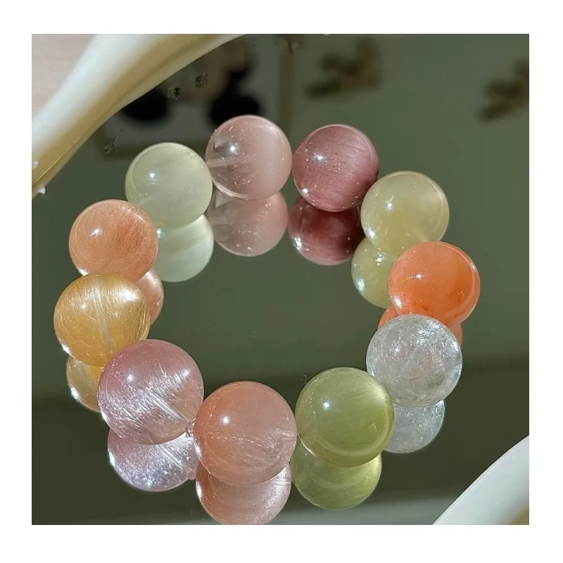 

Duobao Crystal Bracelet Women's Light Luxury Niche High-value Strawberry Crystal Sea Blue Treasure Bracelet To Attract Wealth Ha
