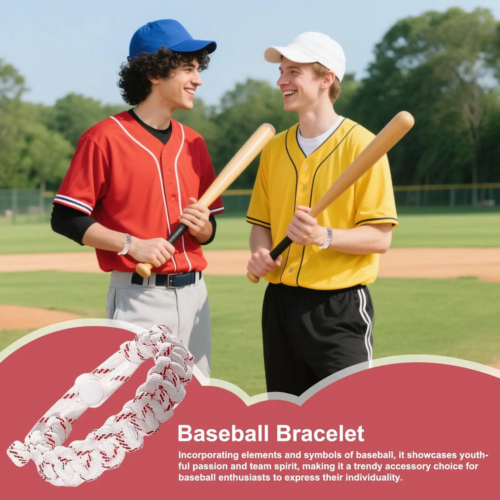 

Hand-woven baseball bracelet Durable Stylish Sports wristband High toughness parachute rope material Baseball woven wristband
