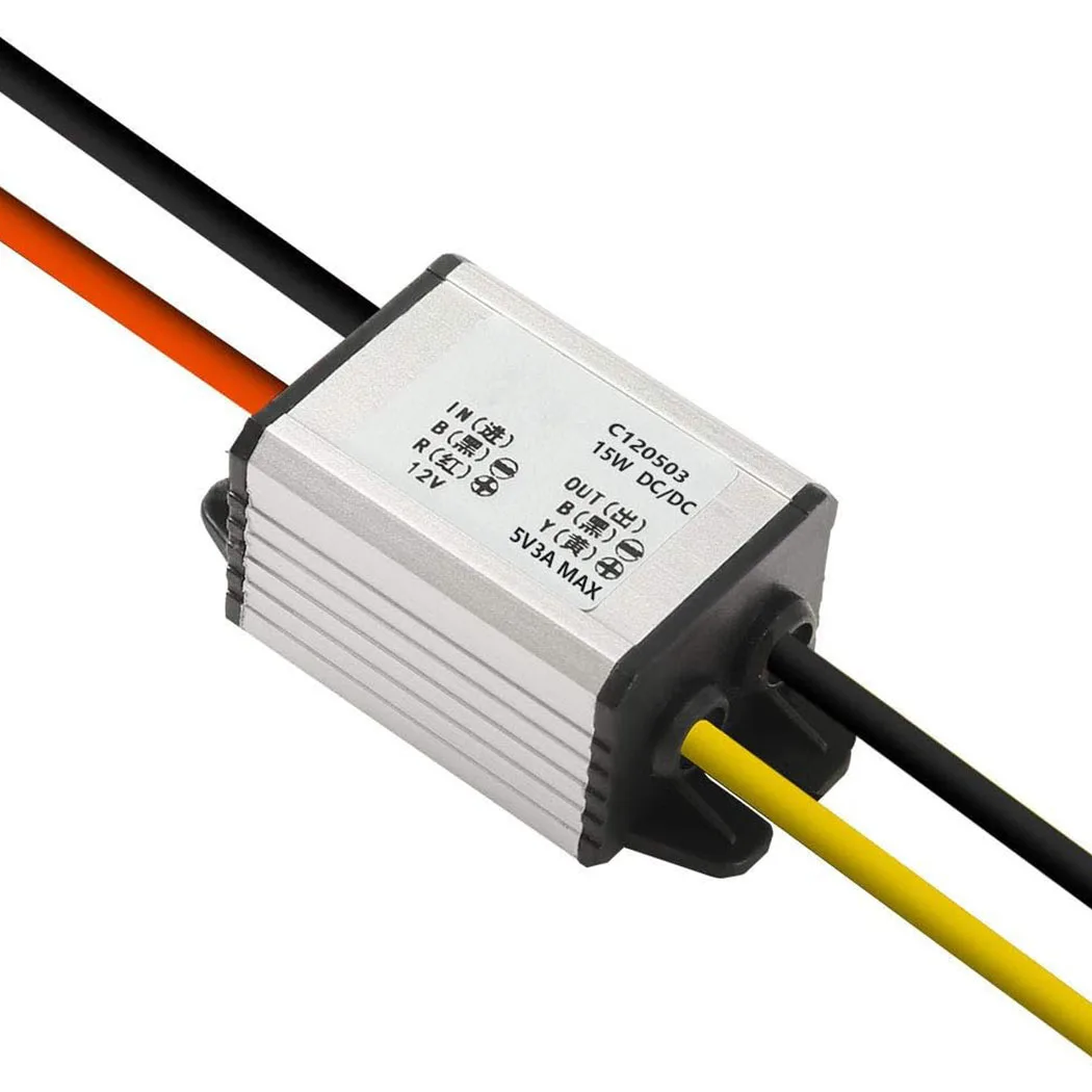 DC-DC 12V to 5V 3A 15W Car Power Buck Converter Regulator Step Down Voltage Power Supply Output Adapter Low Heat Auto Protection