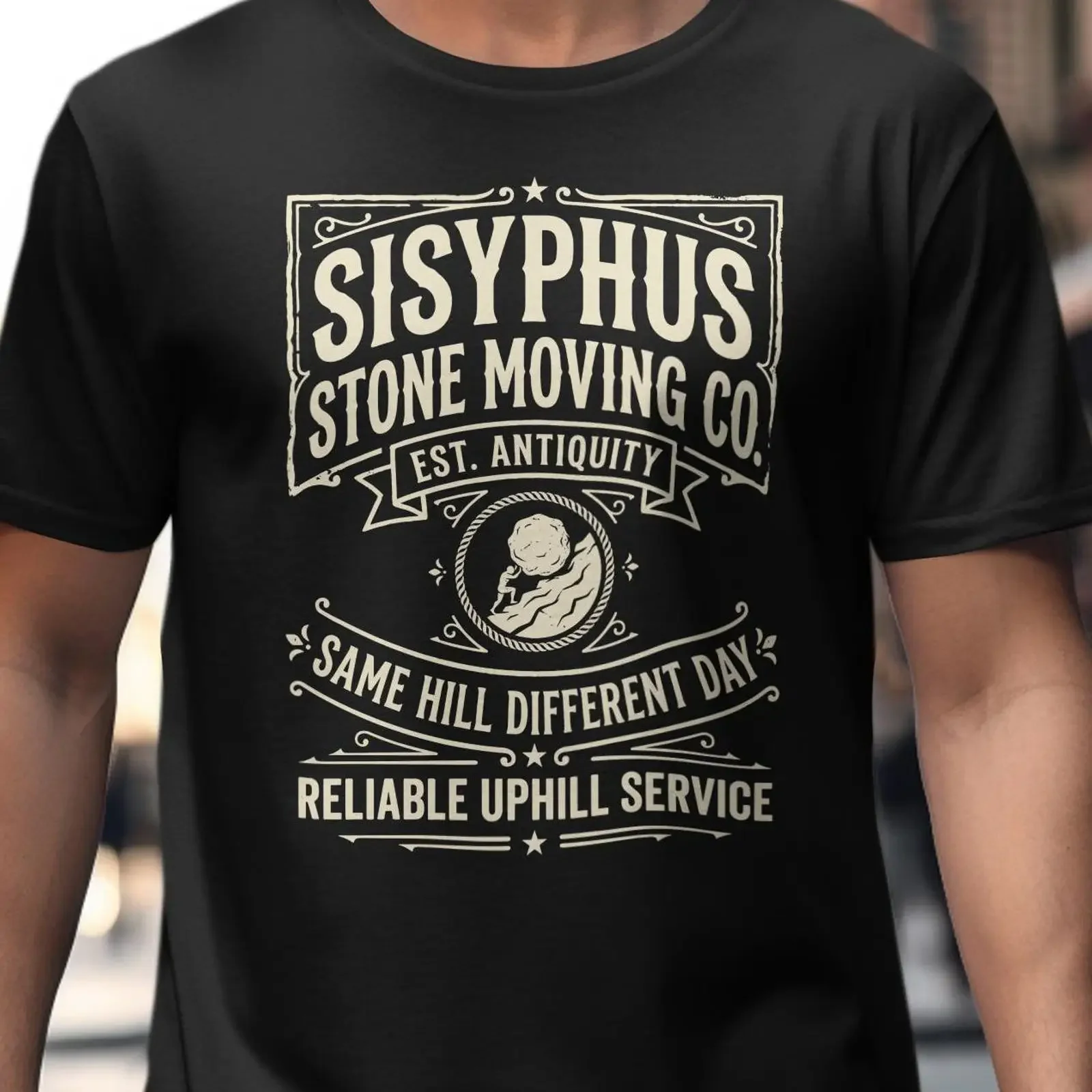 Sisyphus Stone Moving Co T Shirt Vintage Greek Mythology  vintage Washed Casual Stylish fashion graphic Comfortable Unisex