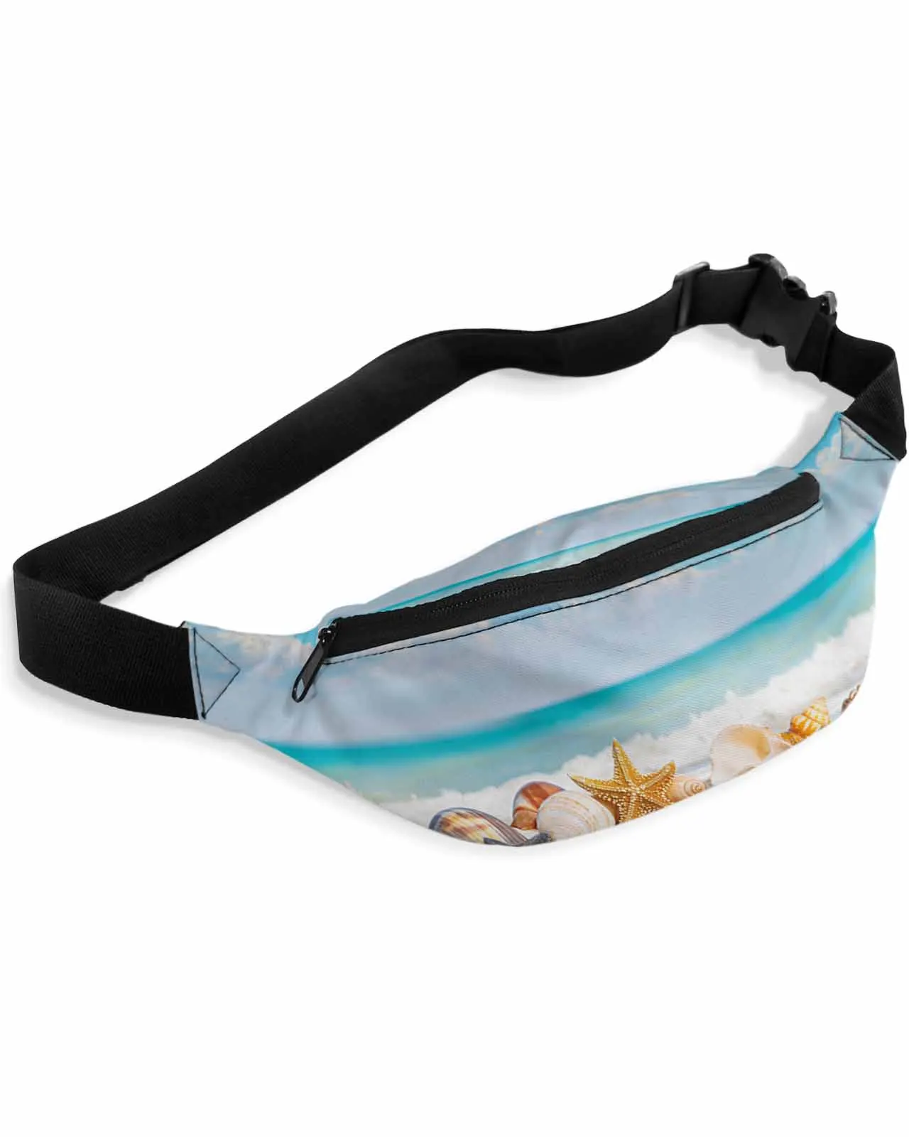 Summer Ocean Shell Conch Starfish  Men Women Waist Bag Fanny Pack Belt Bag Wallet Pouch Waterproof Banana Hip Bags