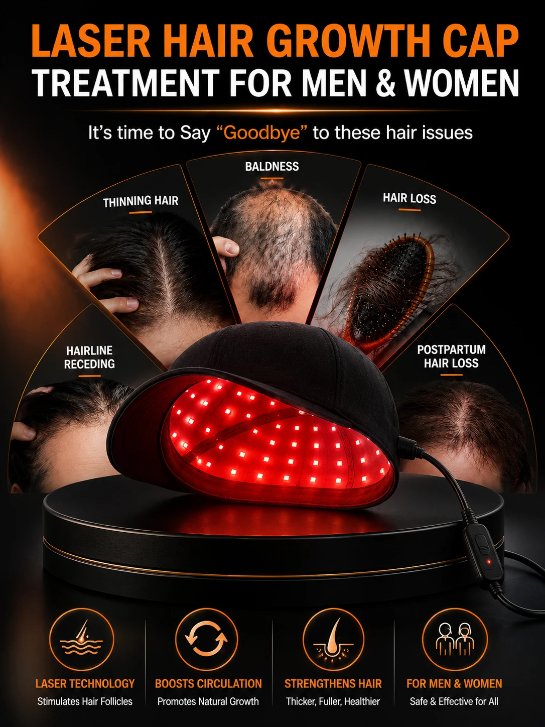 cap for hair growth Therapy Hair Growth Cap Red Light 650nm Hair Loss Treatment Scalp Care Device for Thinning Hair Men Women