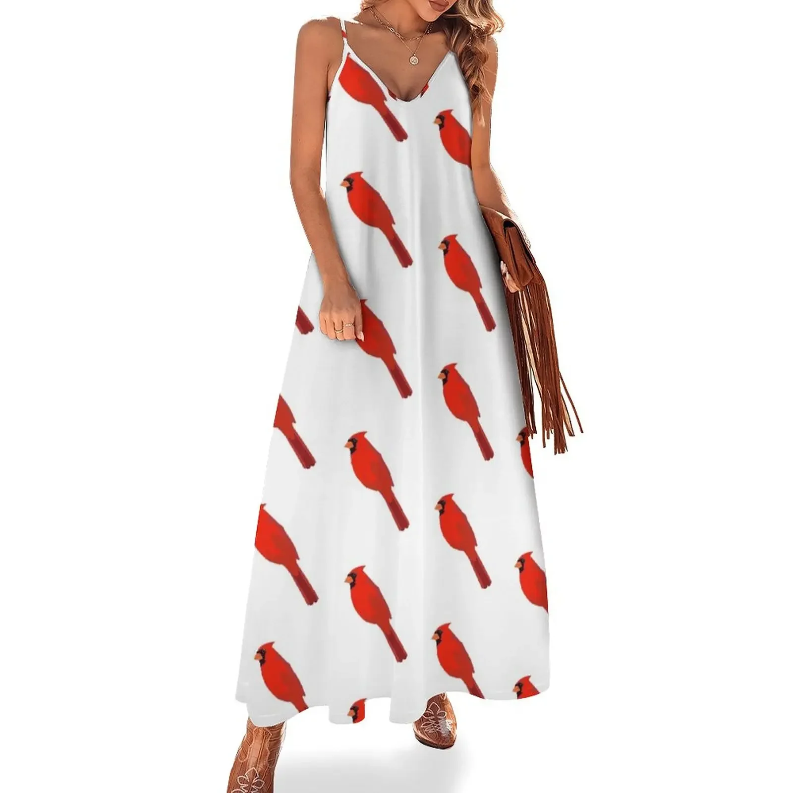 

Cardinal on White Background Sleeveless Dress summer dress woman 2025 Clothing dress for women summer