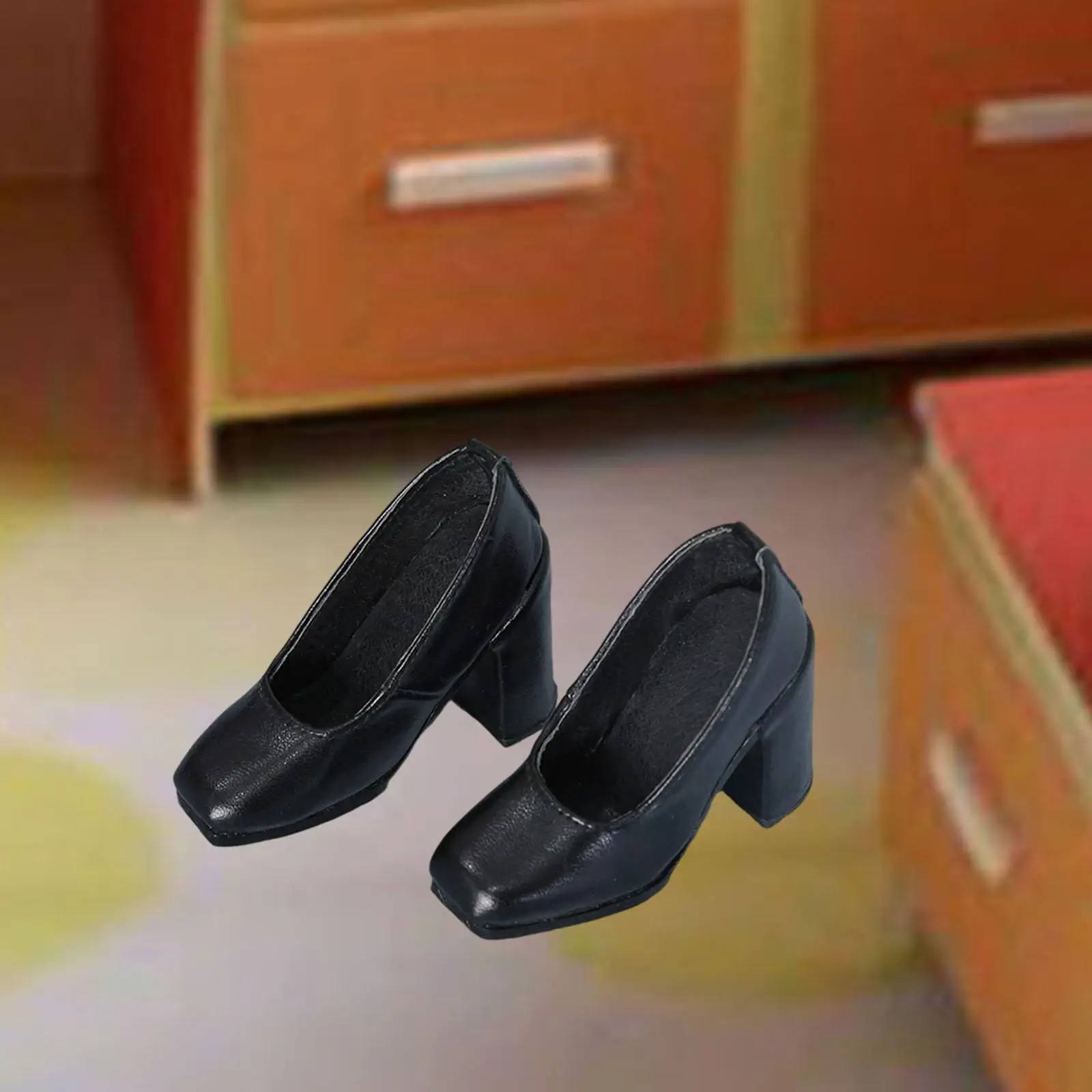 1/3 BJD Doll Shoes Mini High Heeled Shoes Black PU Leather for 24 inch Action Figure Body Miniature Girl High Heels Trendy