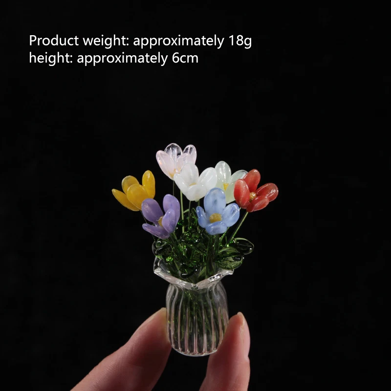 Handgemaakte glazen kleine bloemen, glazen simulatieboeket, verse bloemarrangement, eeuwigdurende bloemdecoratie voor op het bureau