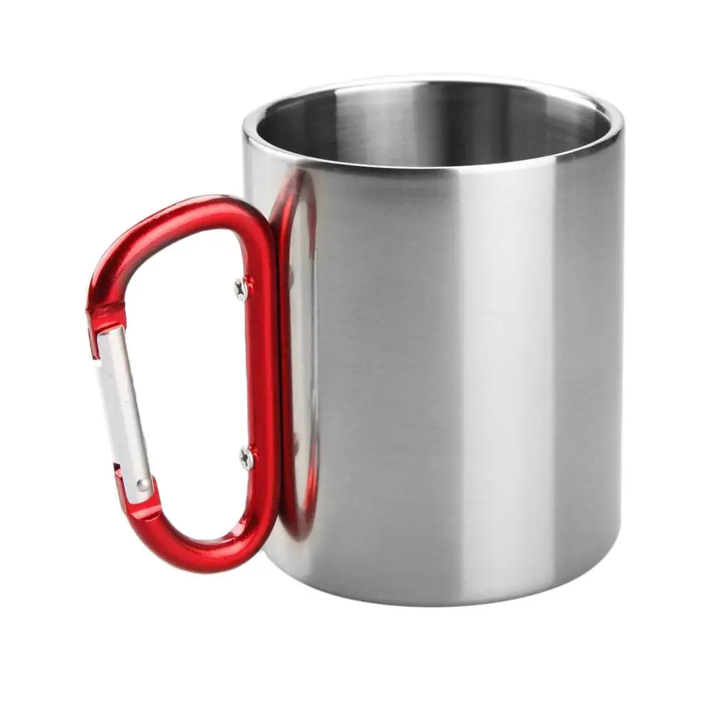 

300ml/10oz Outdoor Metal Coffee Mug Portable Climbing BPA With Carabiner