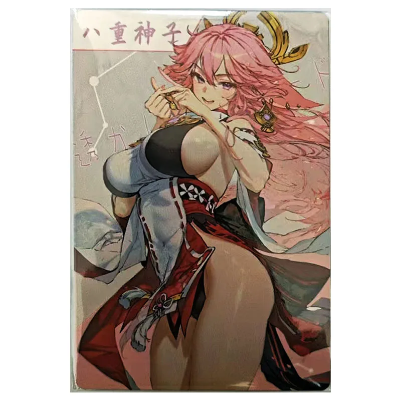 Anime Goddess Story Rare Metal A6 Collectible Cards March 7th Raiden Shogun Furina Yae Miko Toys for boys Birthday Present