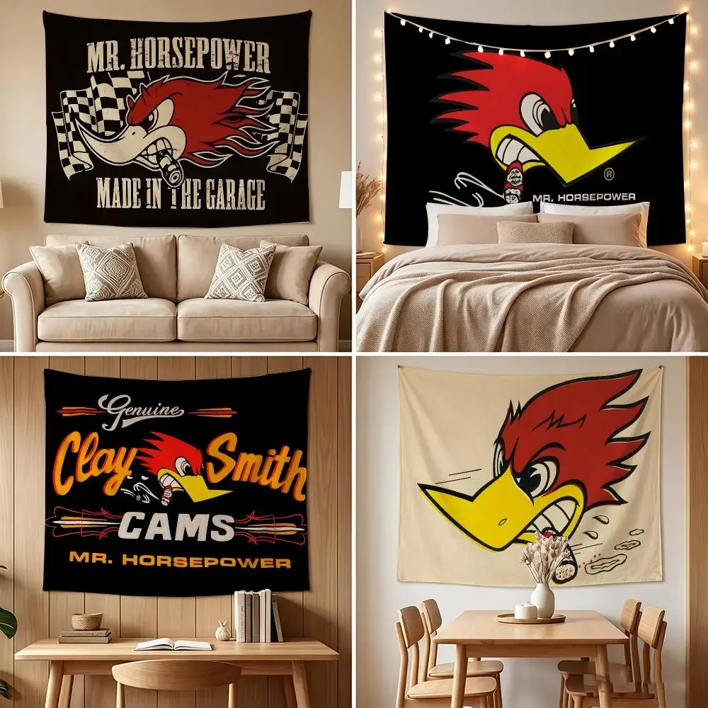 Logo Mr H-Horsepower C-Clay Smith Cams Tapestry Custom Living Bedroom Party Dormitory Interior Wall Decoration Attached Clip