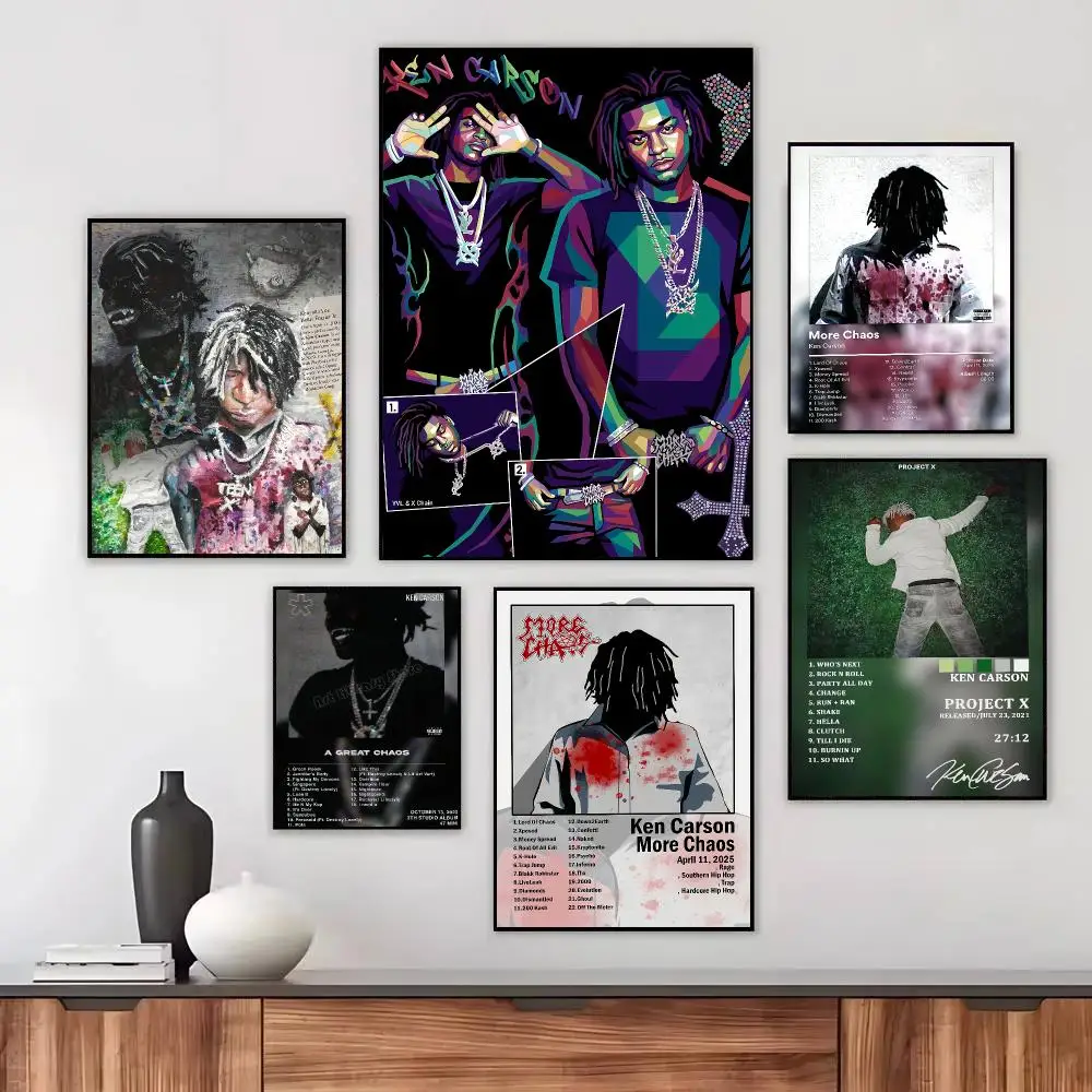 Singer Trap K-Ken Carson Poster Wall Art Printed Decor Sticker Stylish Home Gift for Living Room Bedroom Corridor Cafe