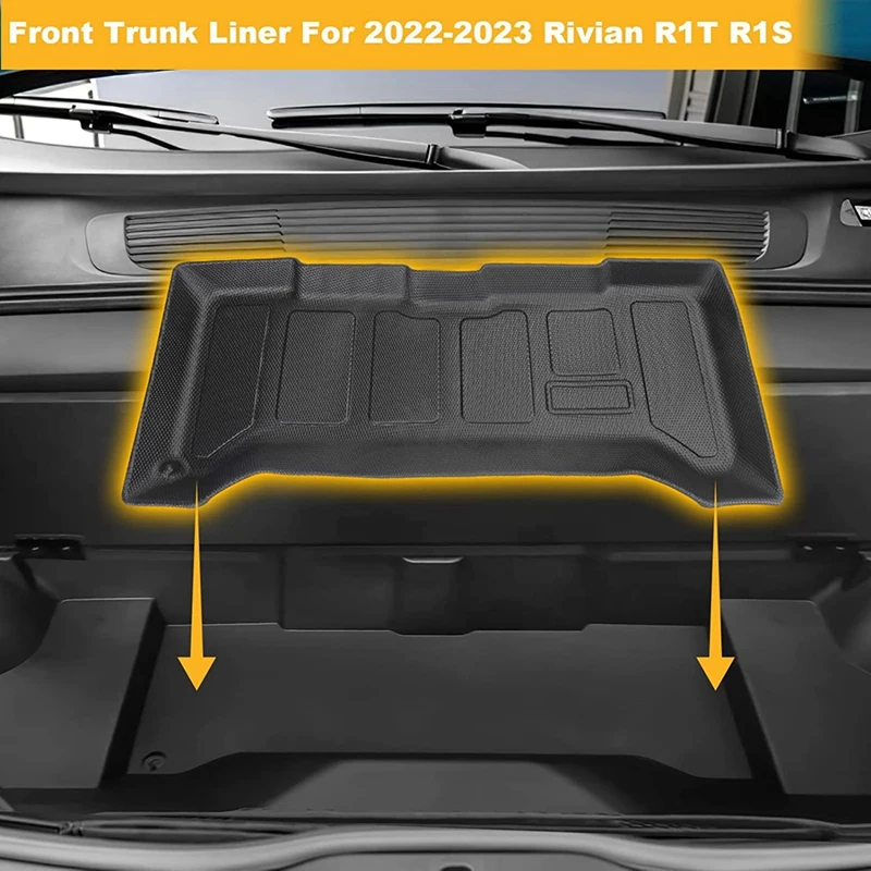 Front Trunk Mat For Rivian R1T R1S 2022 2023 Accessories Upgrade Lower Layer TPE Front Cargo Liner Trunk Mats