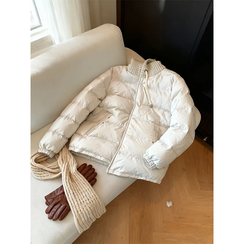 

Street Sle Knitted Patchwork Hooded Cotton Jaet Casual High Street Versatile Cotton Coat Trendy Autumn Winter Thiened Z...