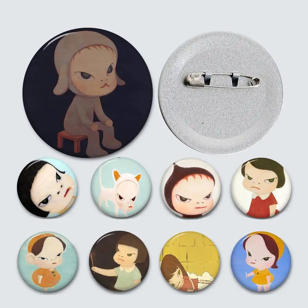 Yoshitomo Nara Art Cartoon Customizable Soft Button Pin For Women Creative Jewelry Funny Badge Cartoon Lover Hat