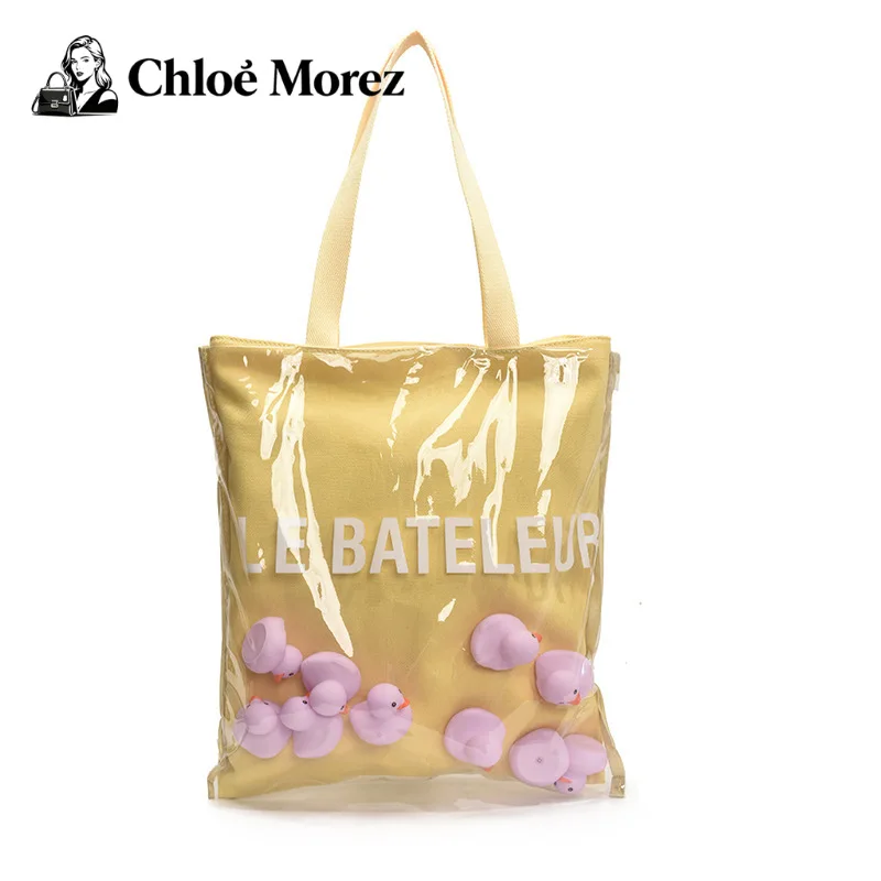 

Letter Handbag Versatile Trend Retro Texture Crossbody Small Square Bag Jelly Transparent Bag Cute Little Duck Doll Shoulder Bag