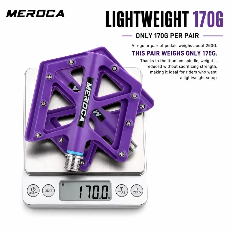 MEROCA Ultra-light 170g Titanium Axle Pedals Anti-slip CNC Bicycle Pedals for Folding Bike BMX Road Cycling Accessories