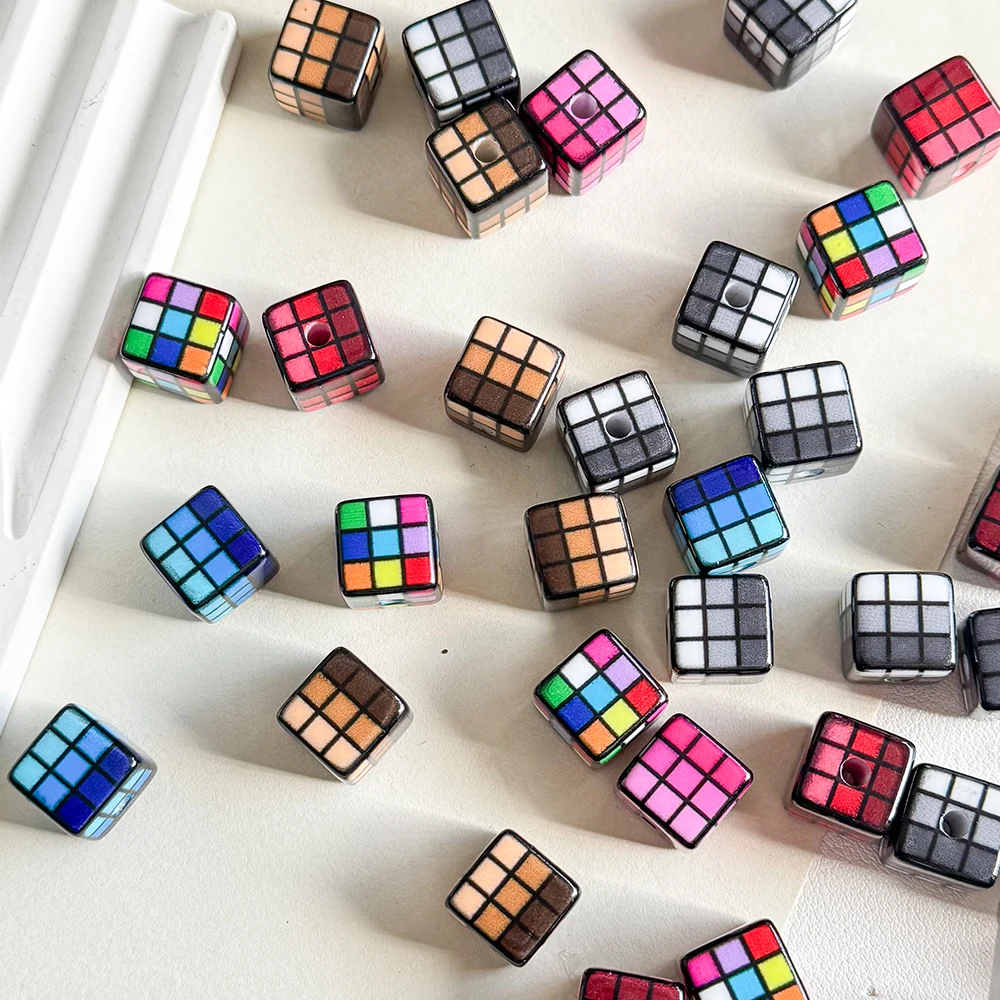 

Cordial Design 100Pcs 14*14MM Cube Shape/DIY Beads Making/Print Effect/Hand Made/Jewelry Accessories/Acrylic Beads #19237