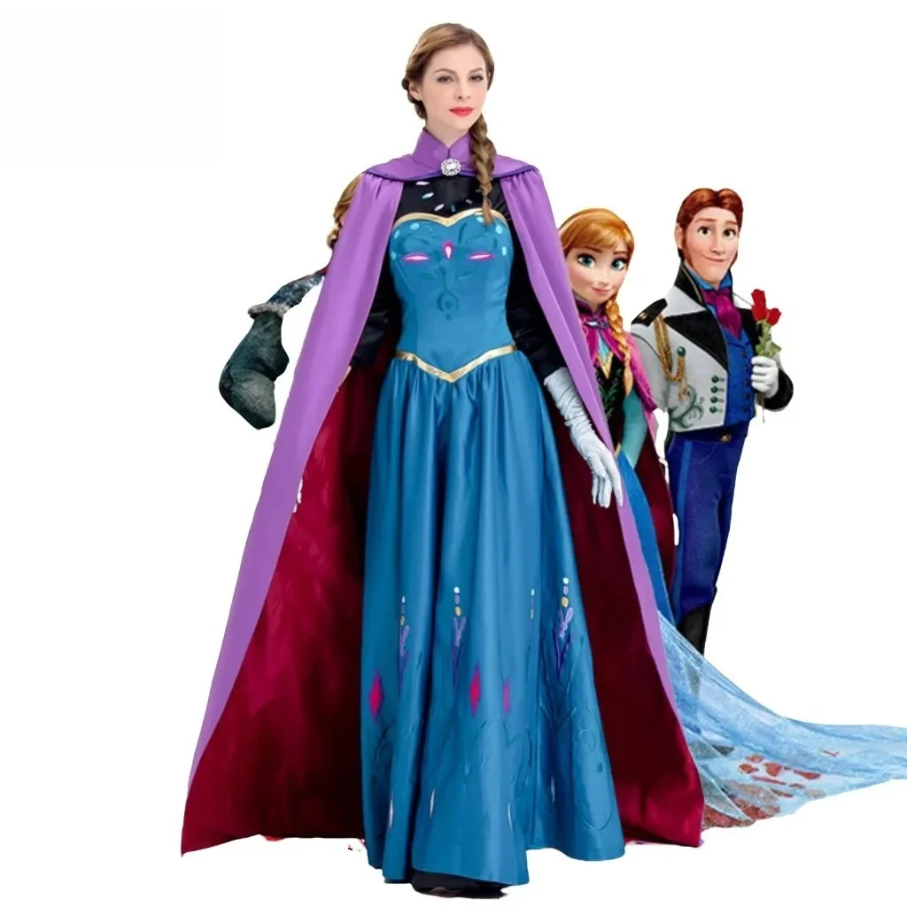 أزياء ملكة الثلج إلسا التأثيرية آنا الأميرة فستان طويل Clocak للبالغين من Cos Zen فساتين الحفلات للنساء فستان تنكرية للهالوين #4