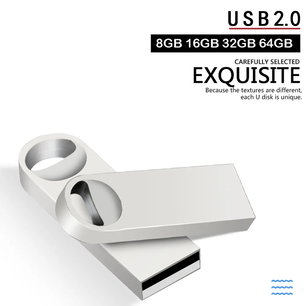 금속 USB 플래시 드라이브 펜 드라이브, 64GB, 32GB, 16GB, 8GB, U 디스크 메모리 셀, USB 스틱 선물, 커스텀 로고