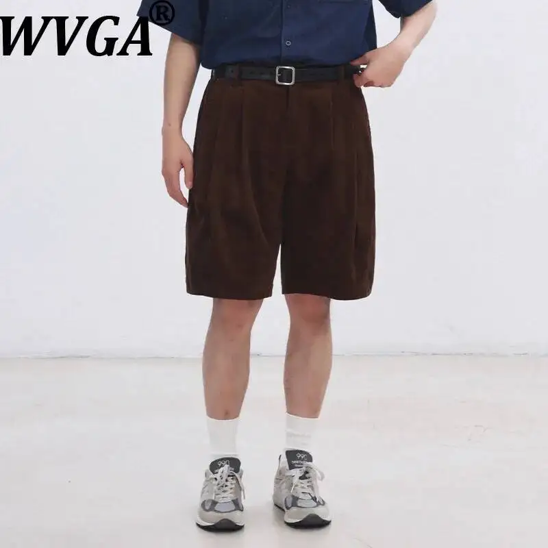 WVGA Summer New Men's Streetwear Japanese Retro Style Trendy Straight Shorts Niche Casual Elastic Waist Half Lengh Pants W25785