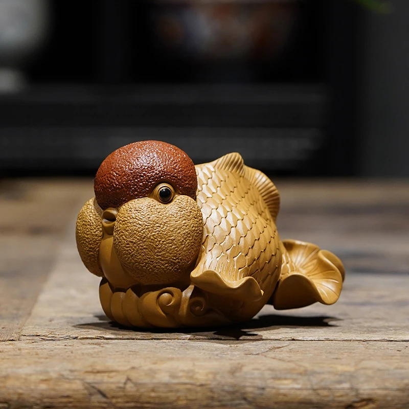 Yixing purple sand tea pet Hongyun gold fish tea ceremony boutique personality decoration creative tea accessories can be raised