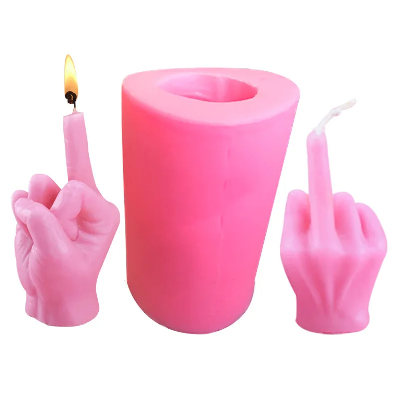 1 piece, Bier vertical middle finger gesture finger shape scented candle silicone mold creative funny scented candle mold